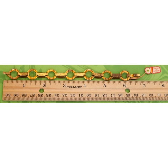 Vintage Ring Links Gold Tone Fashionable Bracelet 6 1/2 inch by Spain - W8 - Picture 3 of 3